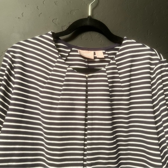 Chico's 3 womens Cardigan Sweater Blue & White striped 1 Button Striped - Picture 3 of 10
